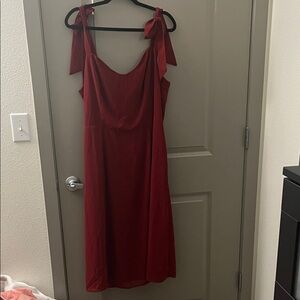 41 Hawthorn Red Tie-Shoulder Midi Dress